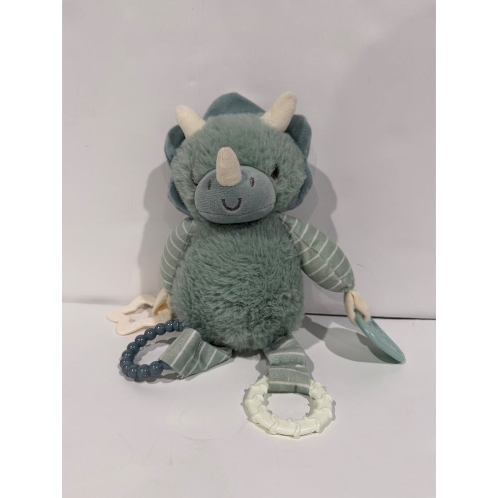 DreamGro Triceratops Green Dinosaur Dino Plush Teether Baby Sensory Toy Crib